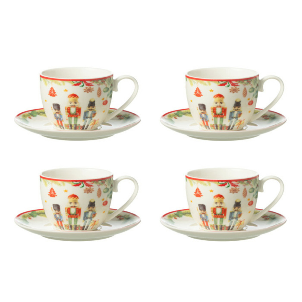 Lot de 4 tasses à thé & sous-tasses 