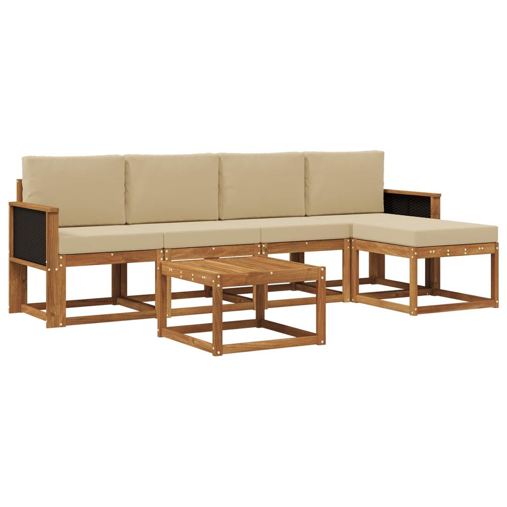 Ensemble de canapés d'extérieur 6 pc naturel et beige polyester