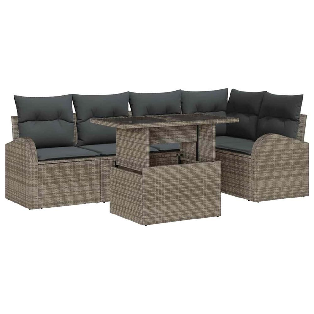 Ensemble de canapé de jardin 6 pc 5-nombre de places gris