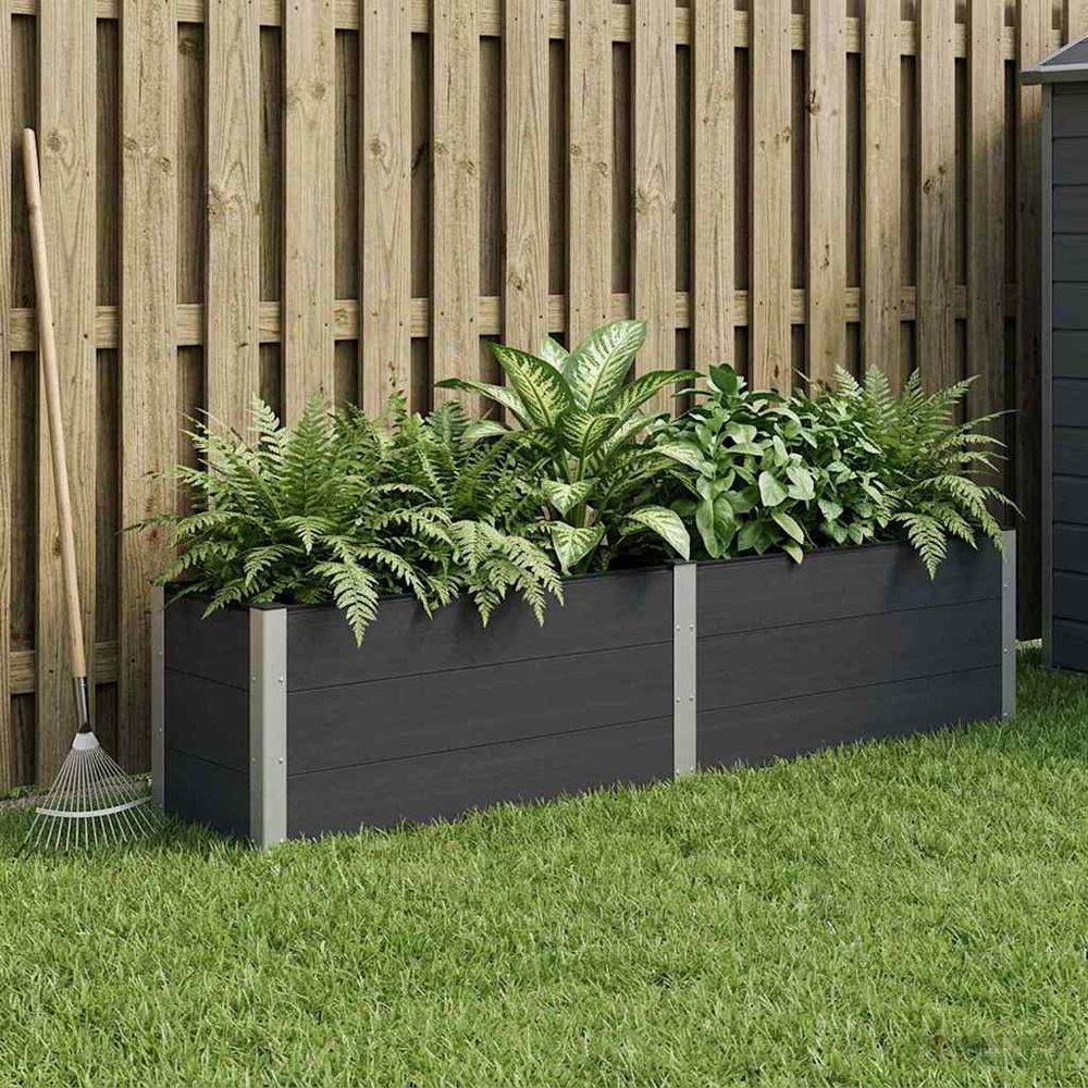 Jardinière surélevée wpc aluminium très grand format pour jardin extérieur noir 250cm