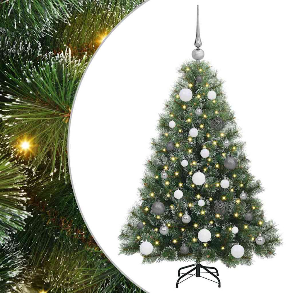 Sapin de noël artificiel avec 150 led vert 120 cm pe et pvc