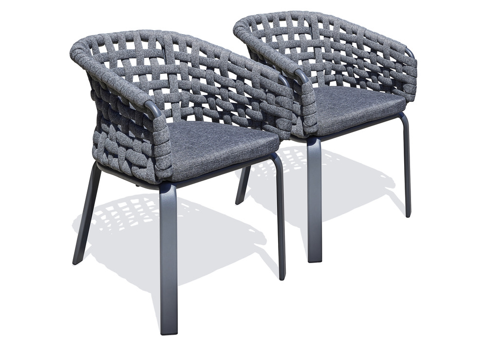 Lot de 2 fauteuils de jardin camargue en corde tissée camargue
