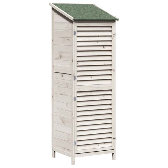 Abri de jardin blanc 59 x 56 x 176 cm bois de sapin massif