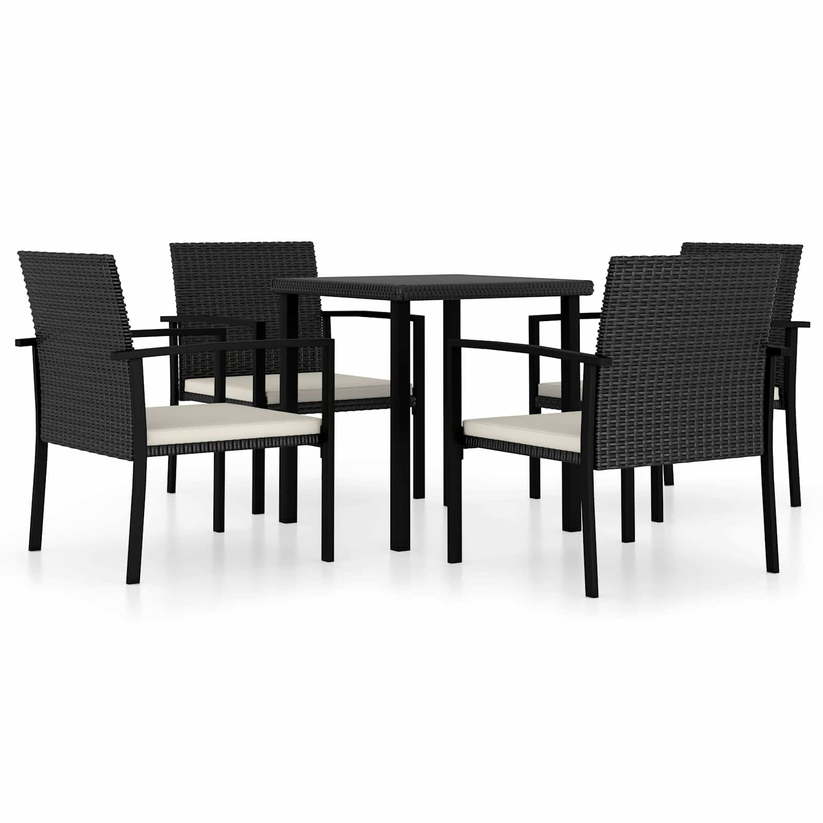 Ensemble de salle à manger pour jardin 5 pcs noir polyrotin