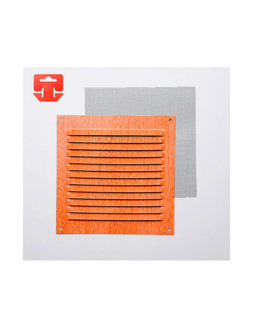 Grille avec toile moustiquaire aluminium 0.6 imitation hêtre 150x150mm (g)
