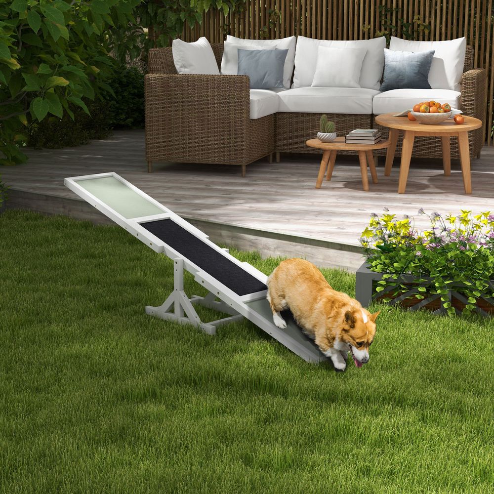 Bascule agility chien bois pin entraînement 180cm blanc - comfortxl pet living