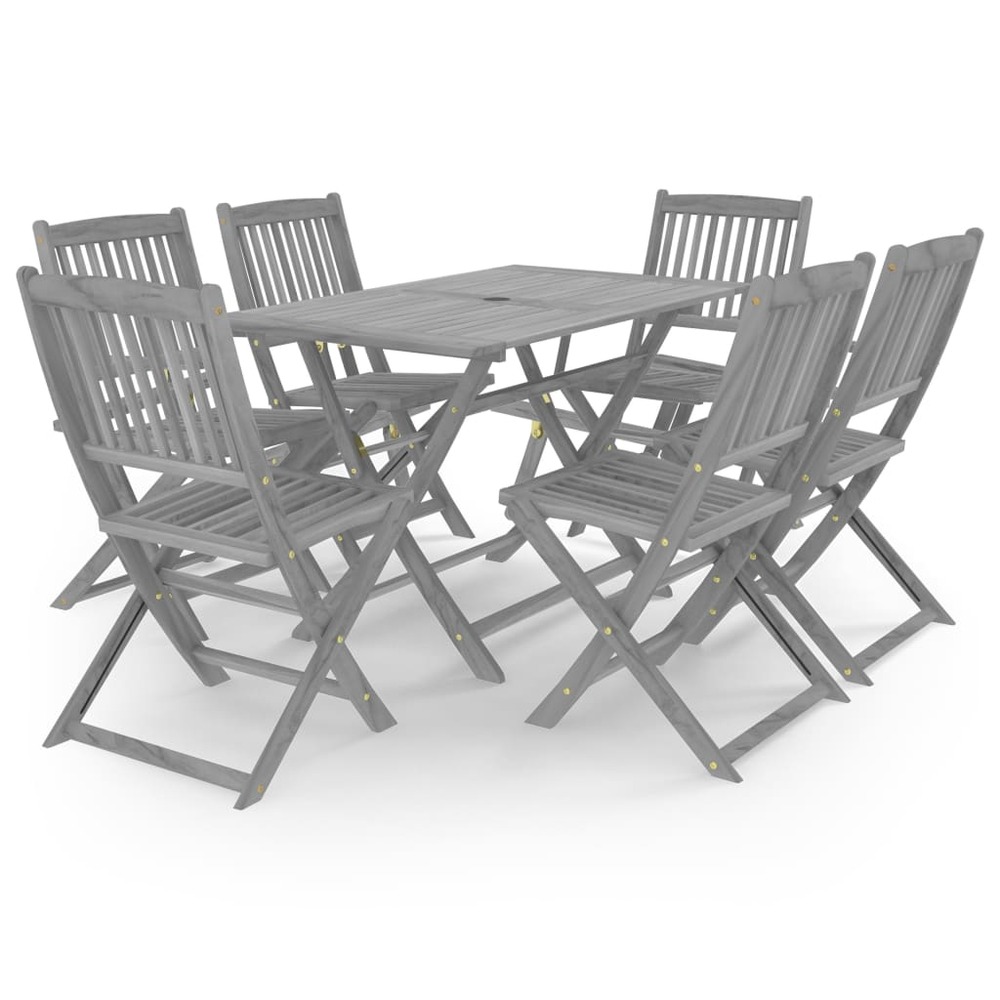 Ensemble à manger de jardin 7 pcs bois d'acacia massif gris