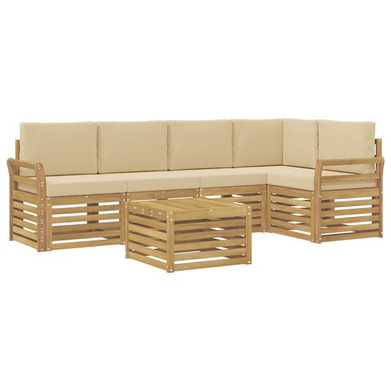 Ensemble de canapés d'extérieur 6 pc blanc et beige polyester