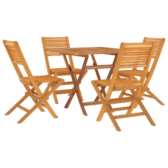 Ensemble à dîner salon de jardin meuble d'extérieur 5 pièces 47 x 62 x 90 cm bois de teck massif