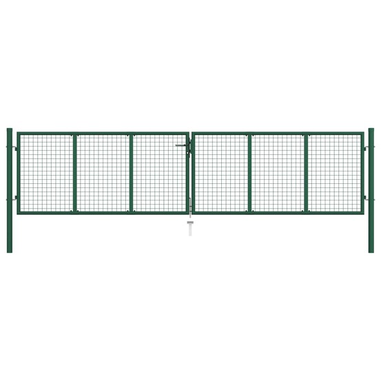 Portail de jardin en acier grillagé 400 x 100 cm vert