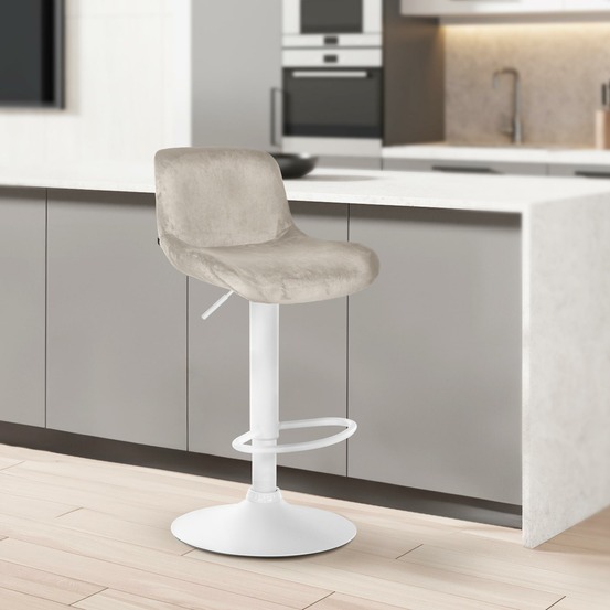 Tabouret de bar solon velours blanc