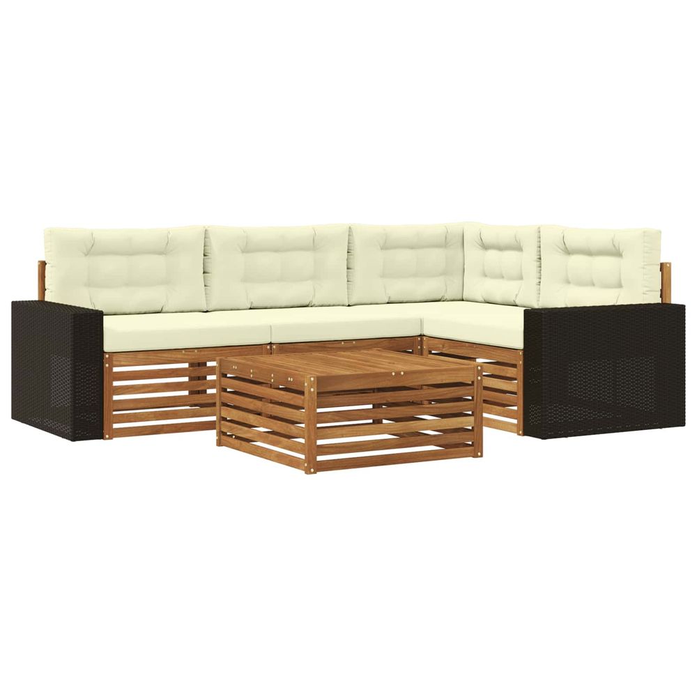 Ensemble de canapés d'extérieur 5 pc naturel et crème polyester