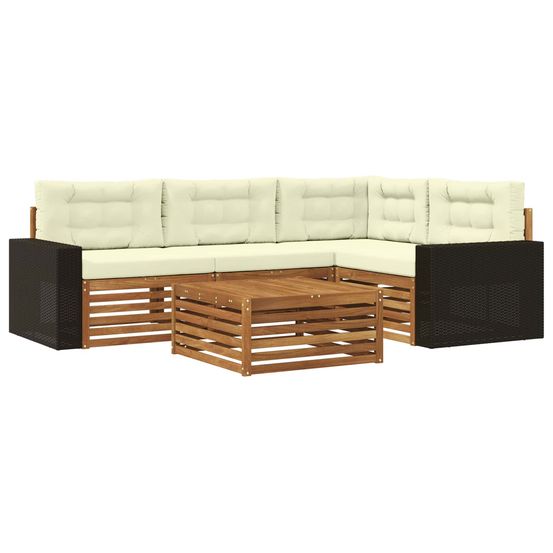 Ensemble de canapés d'extérieur 5 pc naturel et crème polyester