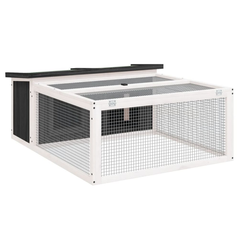 Clapier gris 117,5x97x47,5 cm bois de pin massif