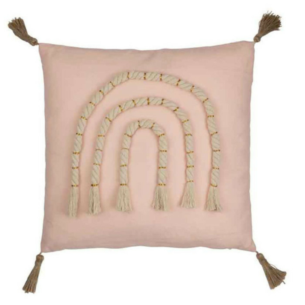Coussin déco arc-en-ciel 40x40cm rose