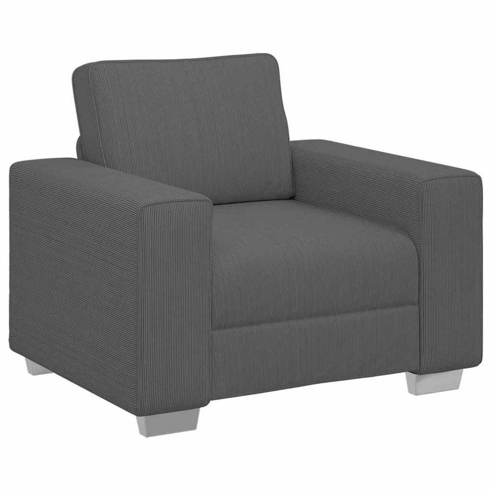 Fauteuil gris foncé 100x77x82 cm tissu velours côtelé