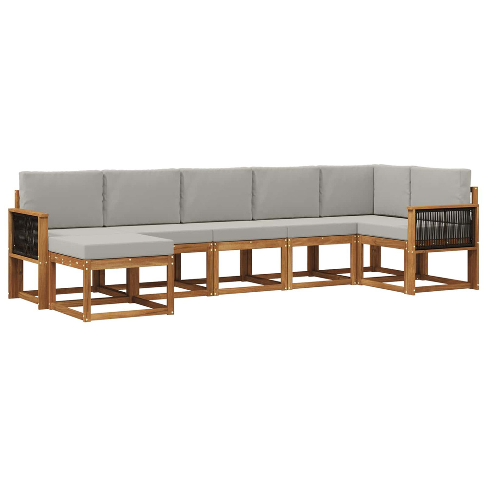 Ensemble de canapés d'extérieur 7 pcs naturel et gris clair