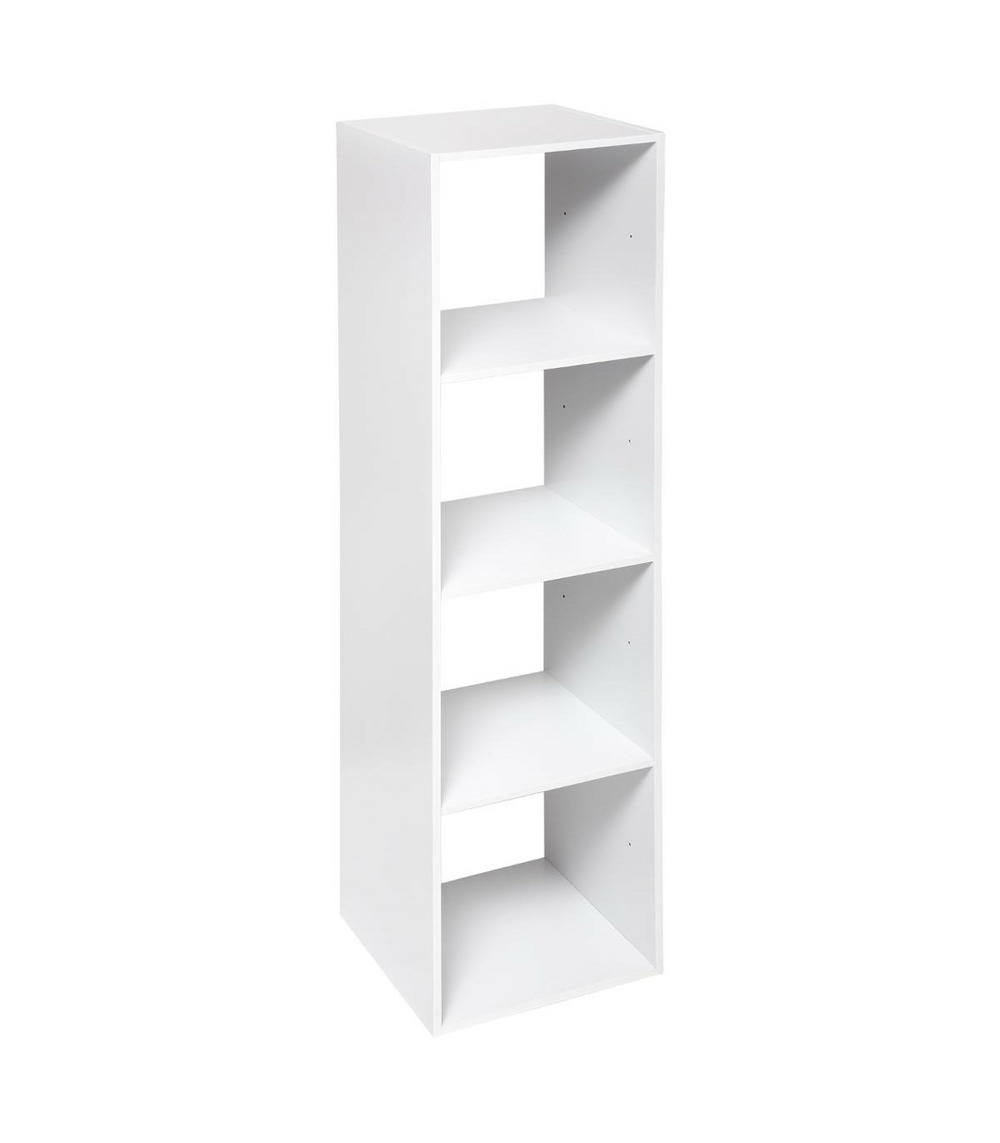 Meuble étagère colonne 4 cases de rangement blanc h 134 cm