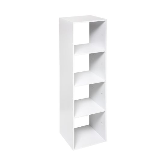Meuble étagère colonne 4 cases de rangement blanc h 134 cm