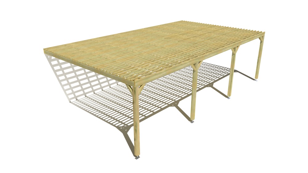 Pergola bois • 9m x 5m • adossée • sens profondeur • lattage bois • livraison comprise