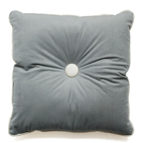 Coussin passepoil velours uni energy gris 40 x 40 cm