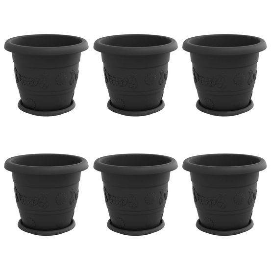 Pots de plantes 6 pc noir ø 30 x 25 cm plastique