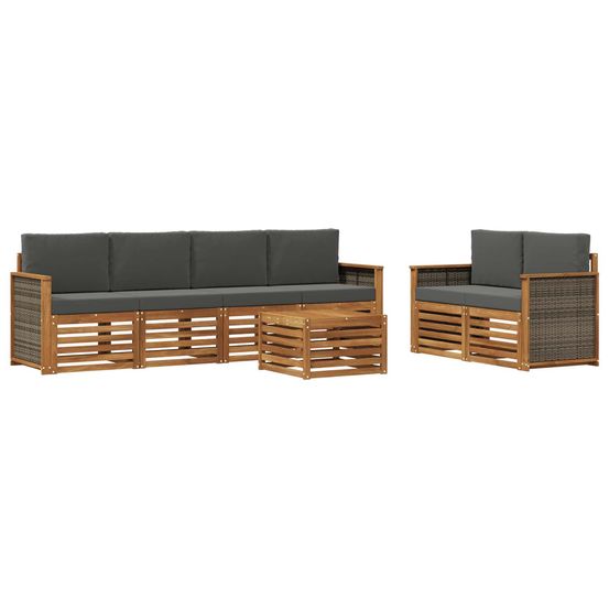 Ensemble de canapés d'extérieur 7 pc naturel et anthracite