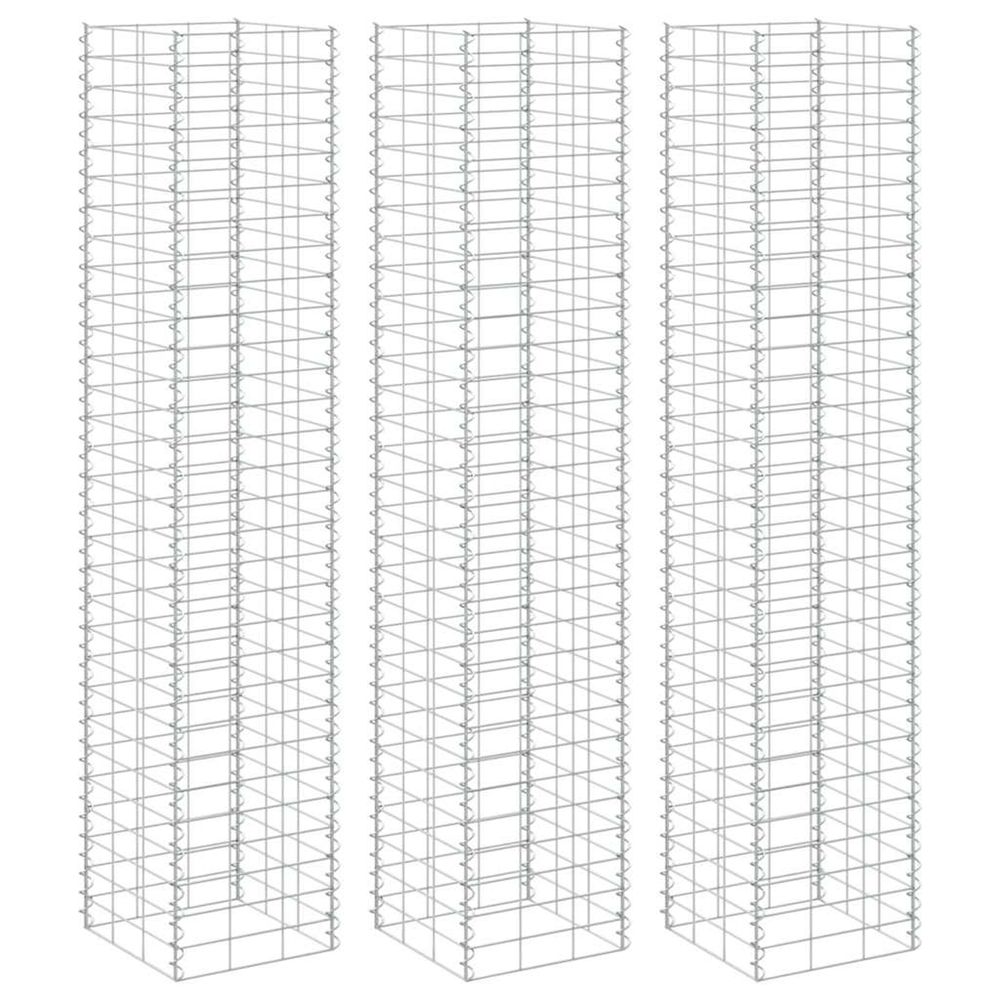 Lits surélevés en gabion 3 pcs 30x30x200 cm fer