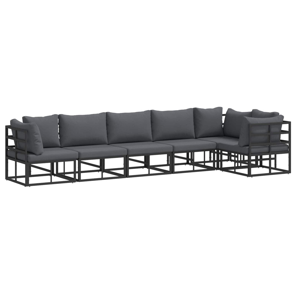 Ensemble de canapé de jardin avec coussin 6 pcs noir aluminium