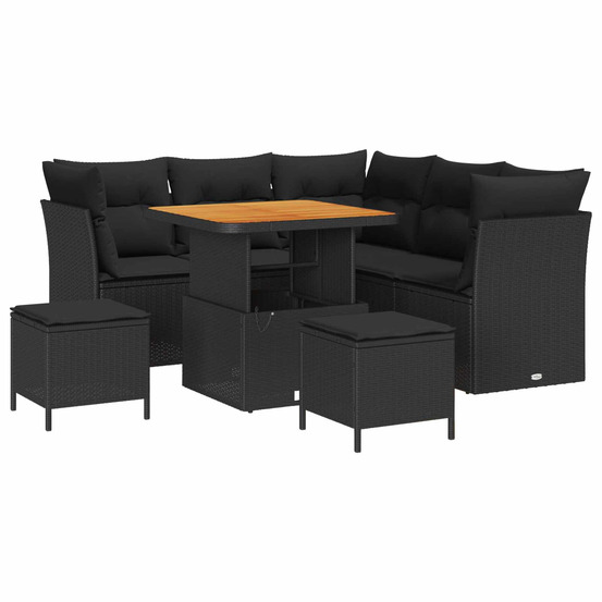 Ensemble de canapé de jardin avec coussin 8 pcs noir