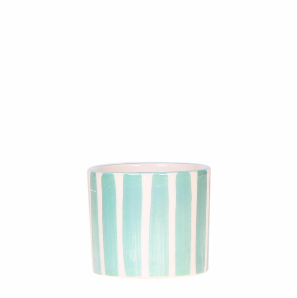 Pot décoratif painted stripe - turquoise
