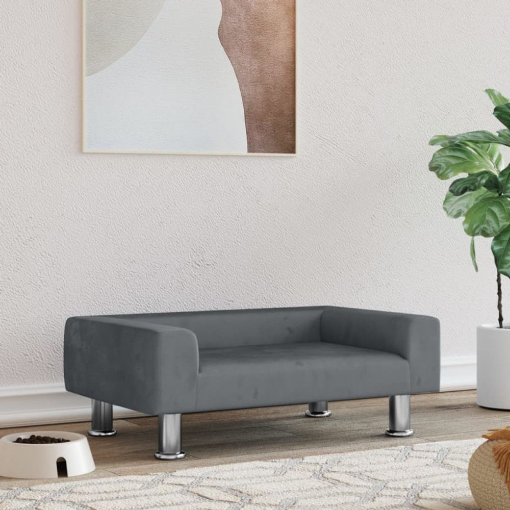 Lit pour chien gris foncé 70x45x26,5 cm velours
