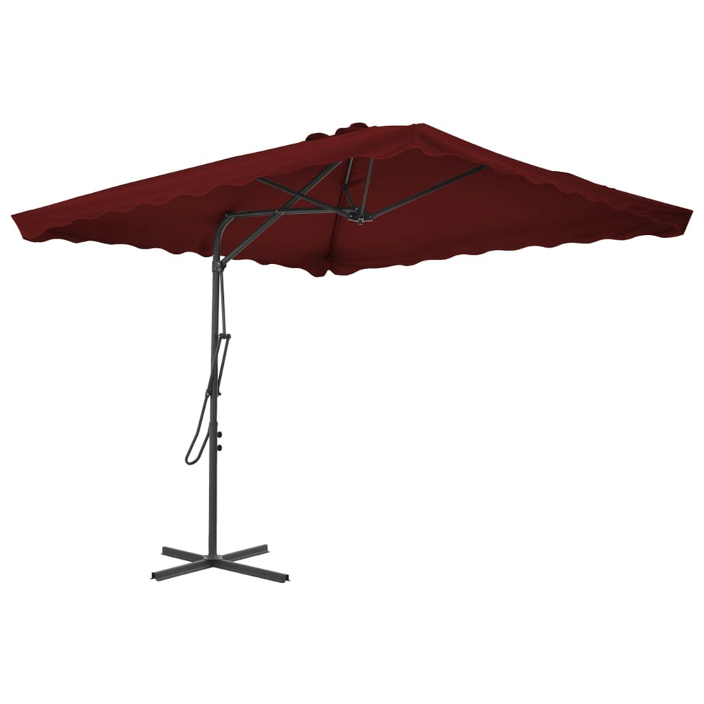 Parasol de jardin et mât en acier rouge bordeaux 250x250x230 cm