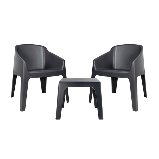 Ensemble fauteuil table recyclé baku intérieur extérieur anthracite - resol