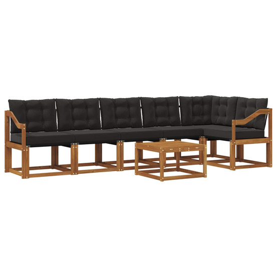 Ensemble de canapés d'extérieur 7 pcs naturel et noir