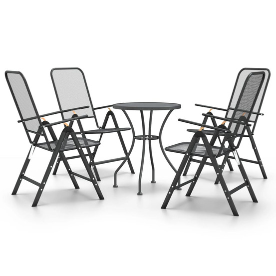 Ensemble à manger de jardin 5 pcs maille métal anthracite