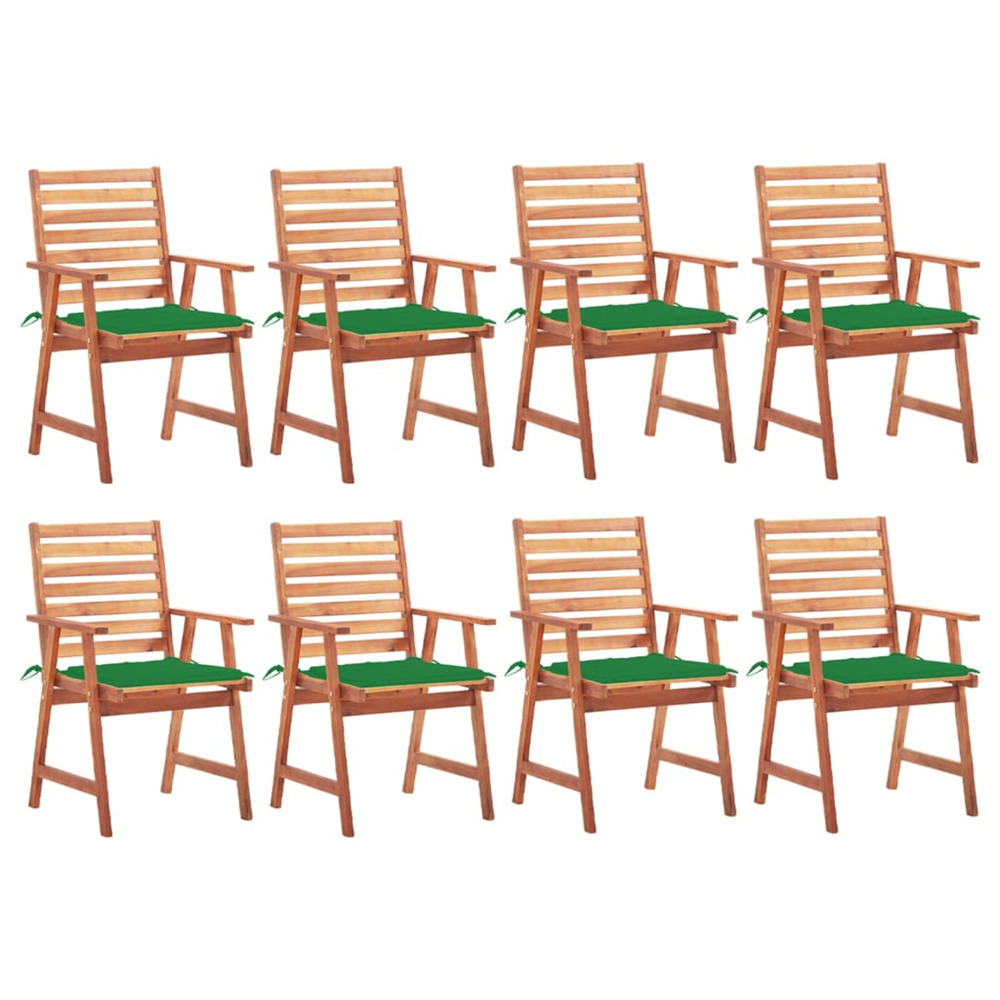 Chaises à manger d'extérieur lot de 8 et coussins acacia massif