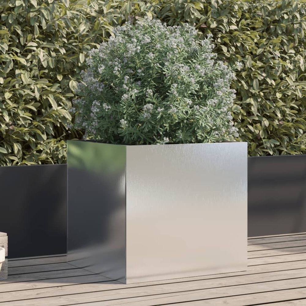 Jardinière cubique en acier inoxydable pour jardin et terrasse 49cm