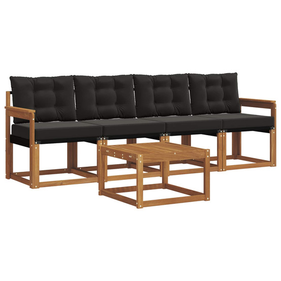 Ensemble de canapés d'extérieur 5 pcs naturel et noir