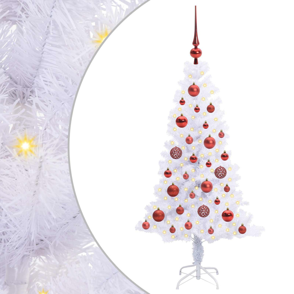 Sapin de noël artificiel avec 150 led blanc 120 cm pvc et acier