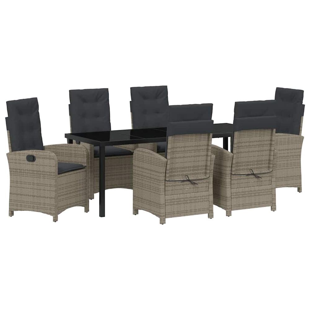 Ensemble de salle à manger pour jardin 7 pc gris polyrotin