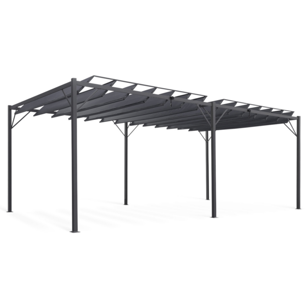 Pergola lames orientables 3x6 m gris anthracite
