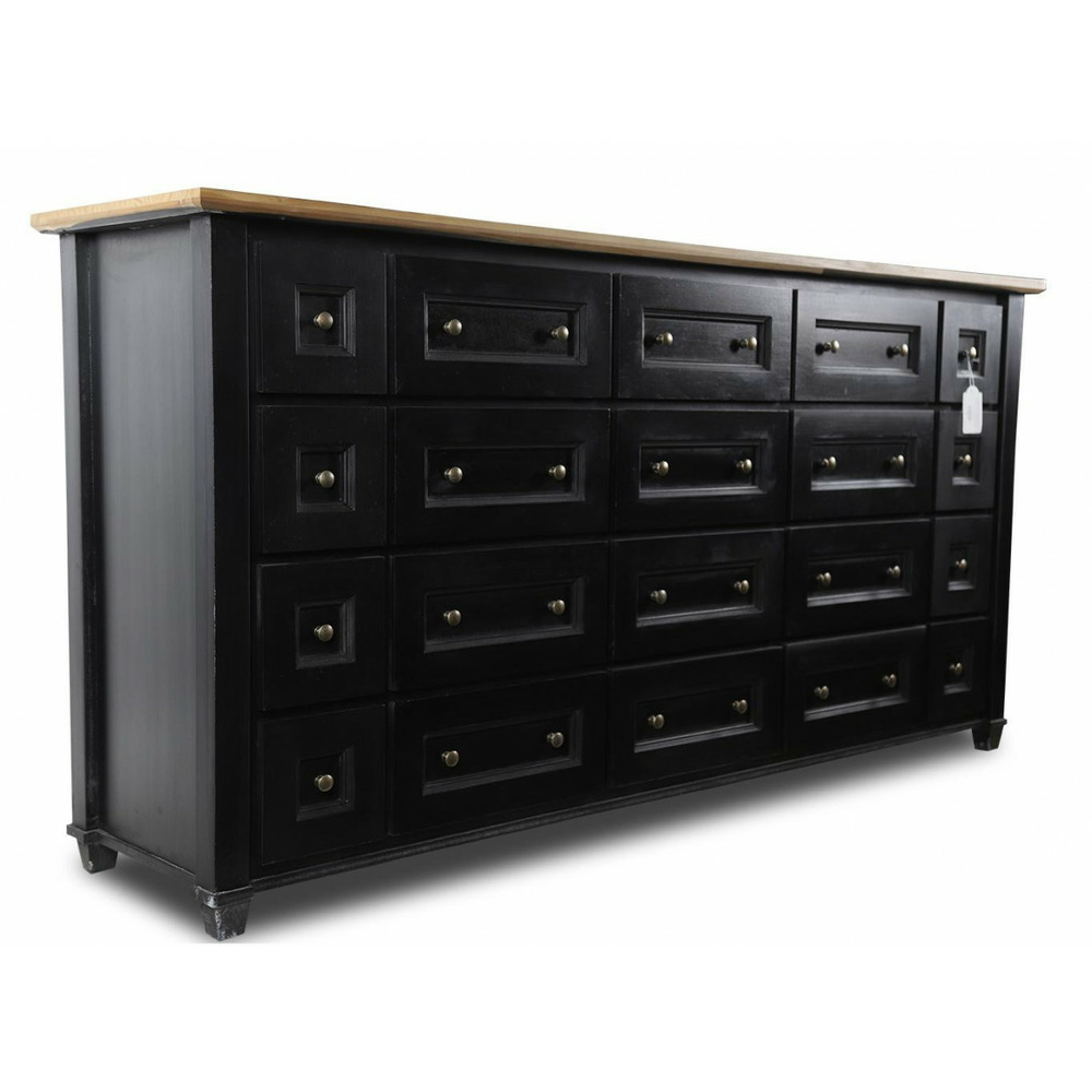 Bahut grainetier 20 tiroirs bois-mdf noir - idéline décoration d'autrefois