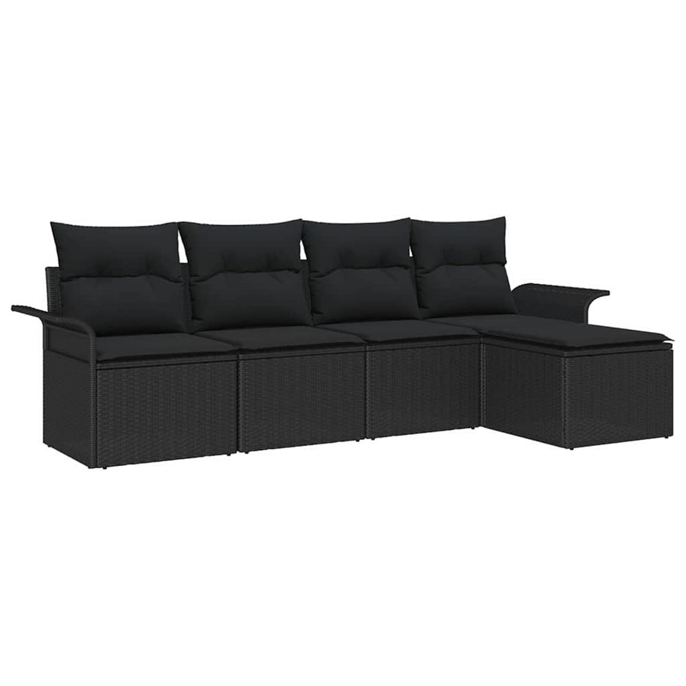 Canapé d’extérieur 5 pc noir polyrotin