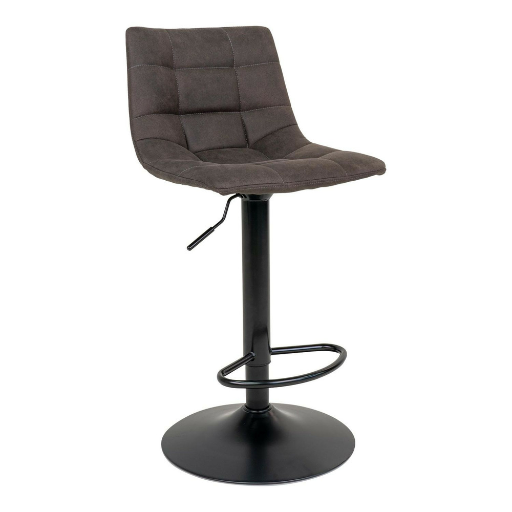 2 chaises de bar en microfibre gris foncé avec pied noir