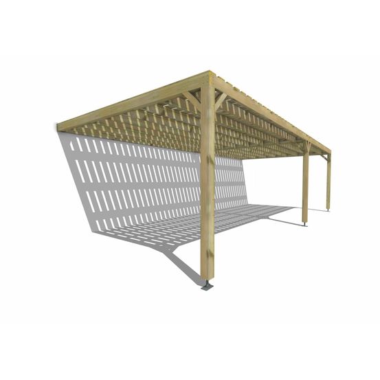 Pergola bois • 9m x 4m • adossée • sens largeur • platelage bois • livraison comprise