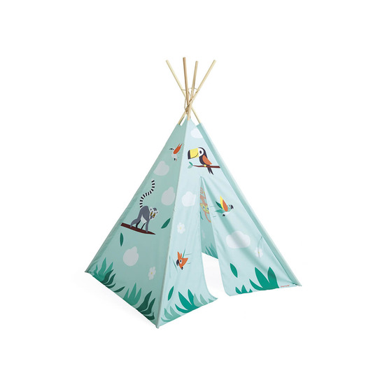 Tipi en tissu et bois tropik pour enfants - cabane de jeu exotique