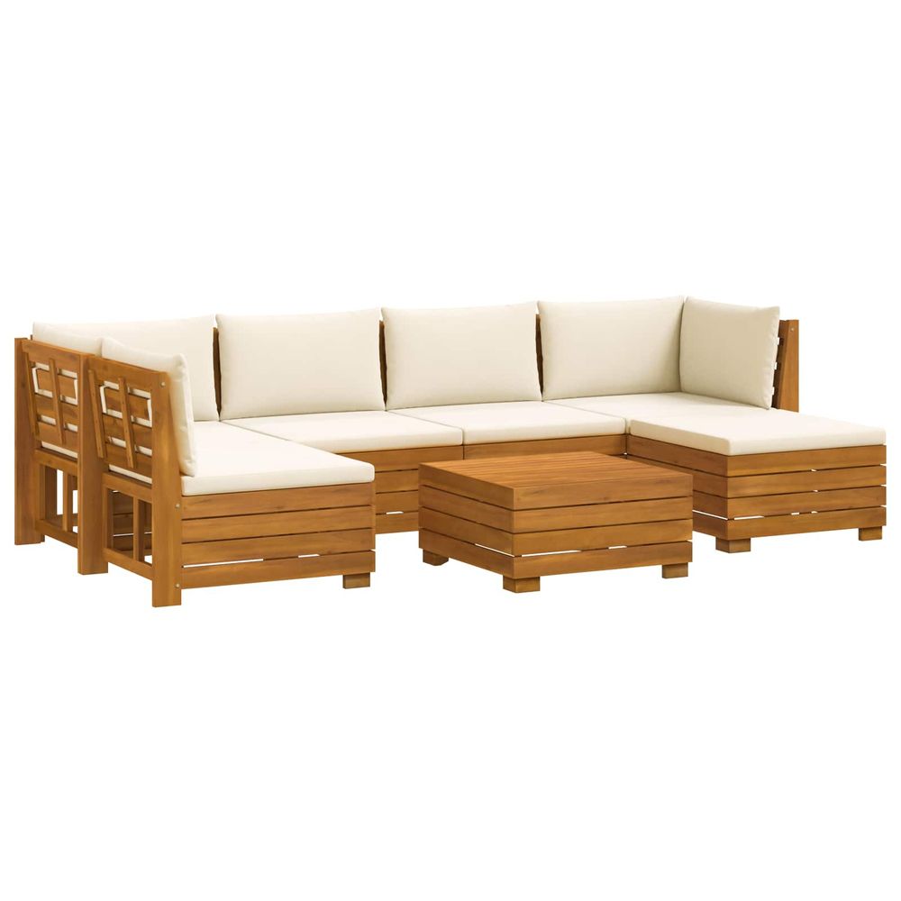 7 pc ensemble de canapés d'extérieur bois d'acacia massif
