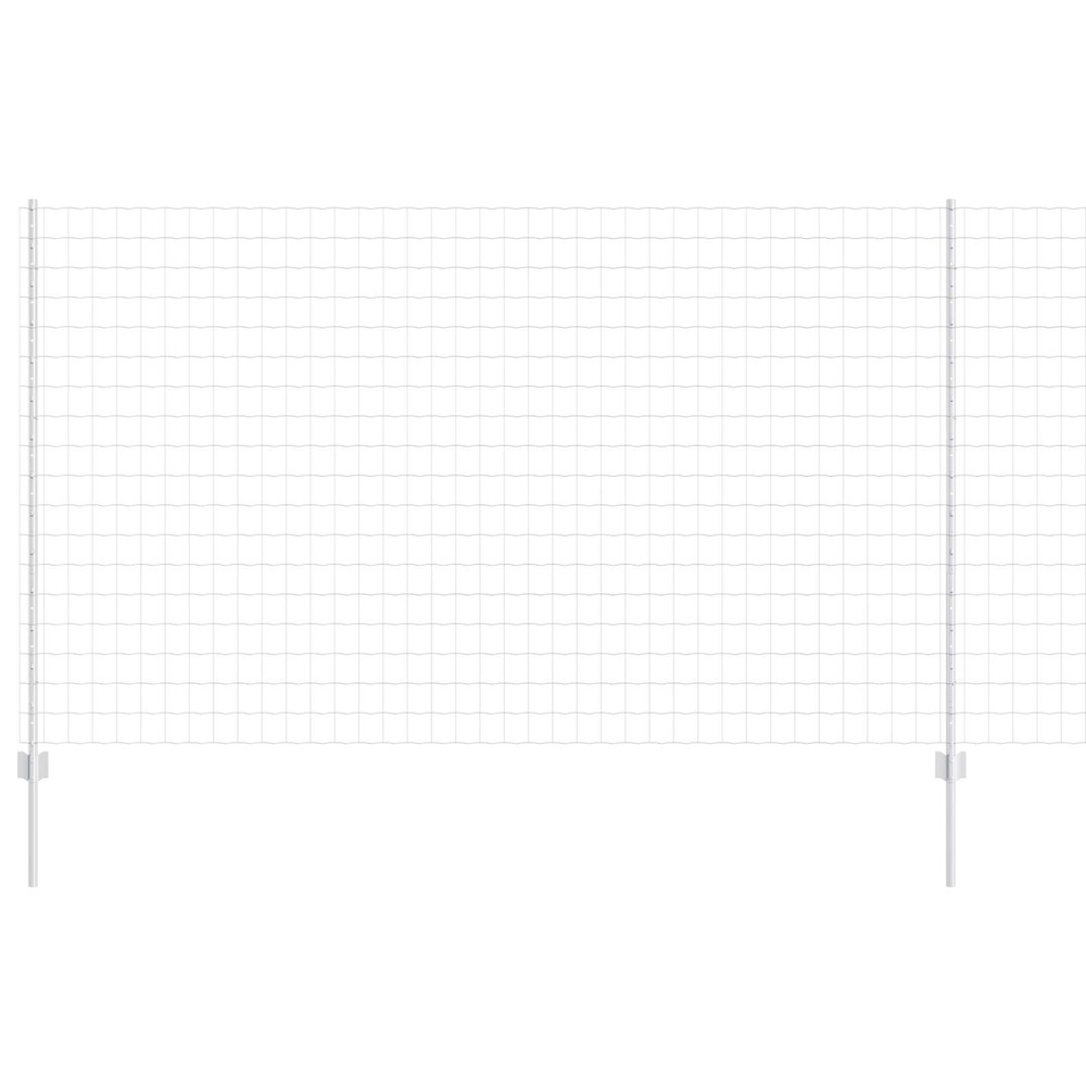 Clôture avec poteau argenté 1,4 x 10 m acier