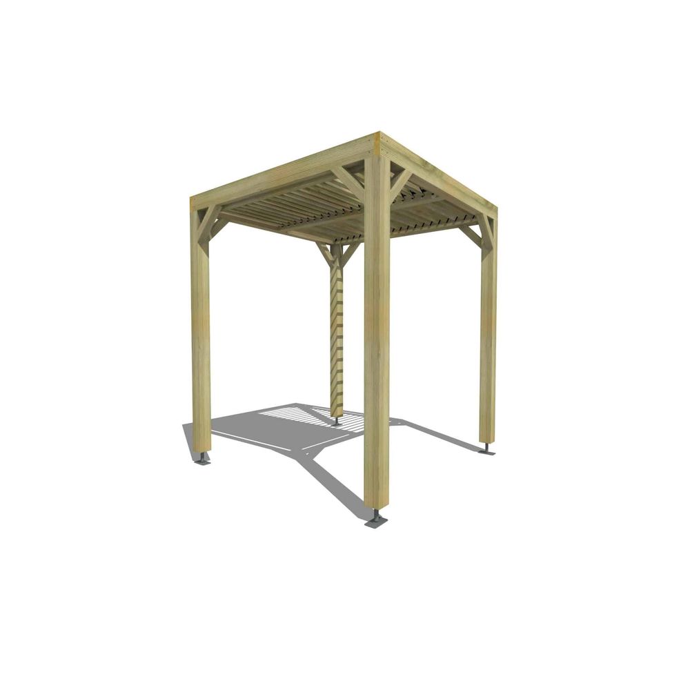 Pergola bois • 2m x 2m • indépendante • sens profondeur • lames orientables bioclimatiques incluses • livraison comprise